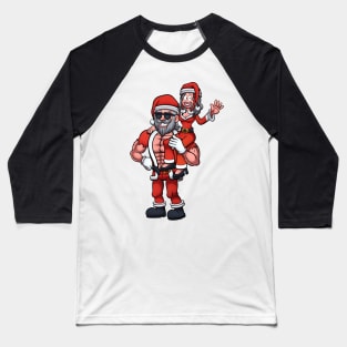 Strong Santa Claus Lifting Mrs Claus Baseball T-Shirt